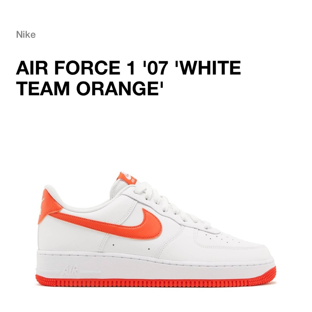 NIKE AIR FORCE 1 07 WHITE TEAM ORANGE